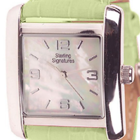 QVC Joseph Esposito Sterling Silver Leather Strap Watch  0042